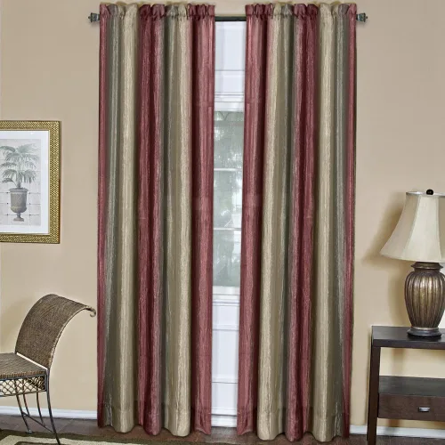 Vista 2 de PowerSellerUSA Designer Home - Paneles de cortina semitransparentes a rayas multicolor (rojo, panel de 50 x 63 pulgadas)