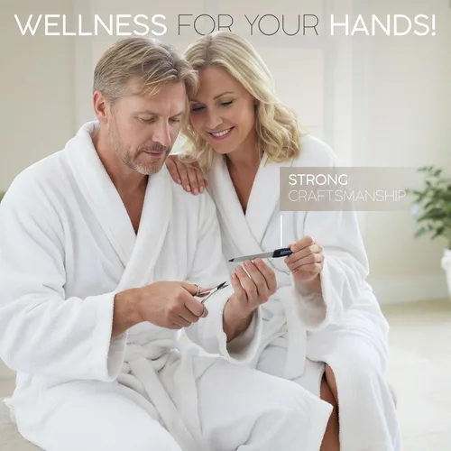 Vista 5 de Juego de manicura para mujeres y hombres – Kit de aseo profesional de 12 piezas con herramientas de primera calidad, funda de cuero genuino y lima