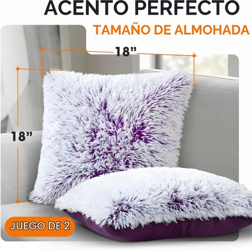 Vista 4 de Cheer Collection Almohadas Decorativas para Sofá y Cama, Almohadas Decorativas Suaves de Pelo Largo con Rellenos Incluidos, Acogedoras Almohadas