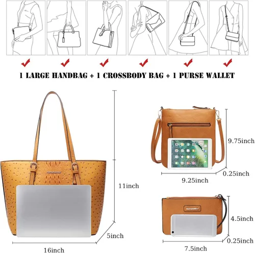 Vista 6 de Montana West Purses and Handbags for Women 3PCS Tote Purse and Wallet Set