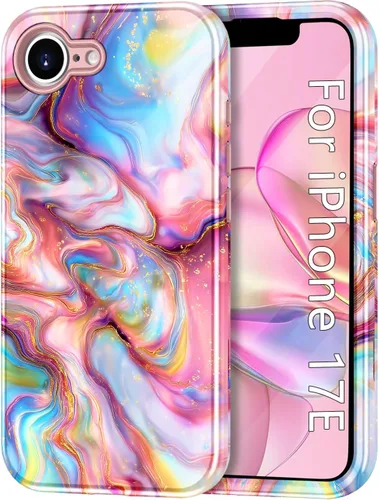 Vista 40 de Btscase Funda compatible con iPhone 17 de 6.3 pulgadas 2025, patrón de mármol 3 en 1, resistente a prueba de golpes, cuerpo completo, policarbonato