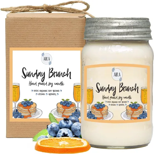 Vista 20 de Aira Velas de Soja - Orgánicas, Kosher, Veganas, en Frasco Mason con Mezclas de Aceites Esenciales de Grado Terapéutico - Cera de Vela de Soja 100%