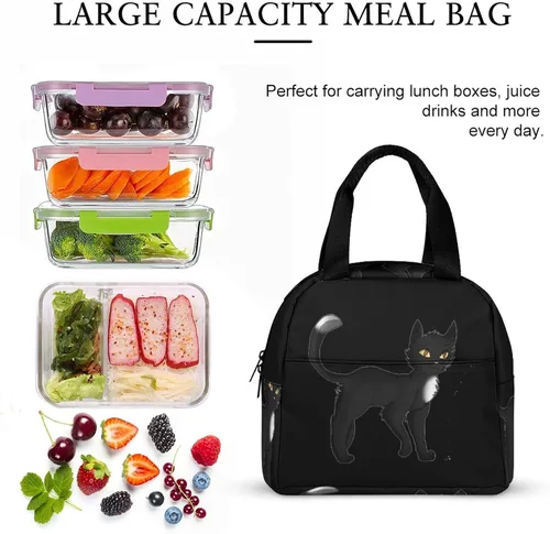 Vista 7 de Black Cat Warrior - Lonchera para mujeres y hombres, con aislamiento, reutilizable, bolsa de almuerzo