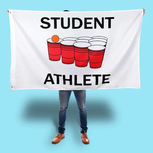 Vista 4 de Tatuo Bandera de estudiante atleta universitario de 3 x 5 pies para dormitorio, divertido tapiz para interiores y exteriores con ojales para colgar