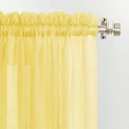 Vista 13 de No. 918 Erica - Juego de 3 cortinas de gasa triturada con cuentas transparentes con bolsillo para cortinero Amarillo