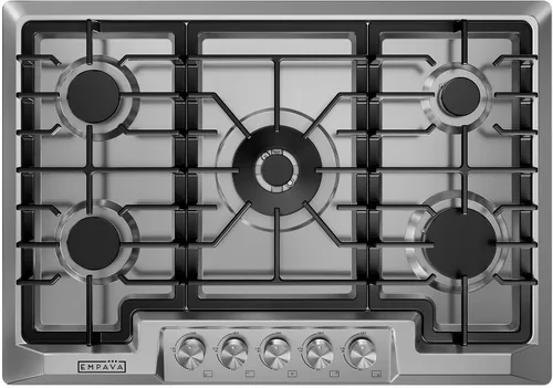 Vista 10 de Empava Placa de cocina de gas empotrada de 24 pulgadas con 4 quemadores SABAF sellados, superficie de vidrio templado, convertible a GLP/GN