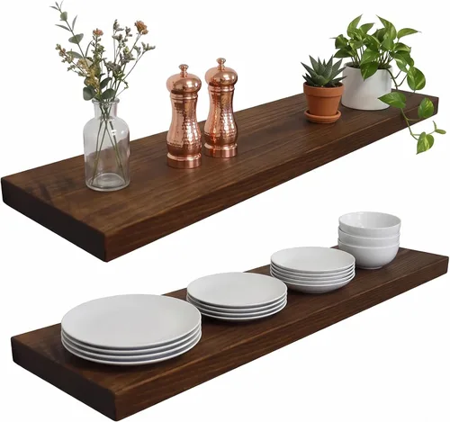 Vista 29 de joelsantiques Estantes flotantes de madera de 24 pulgadas para pared, 24 x Beige