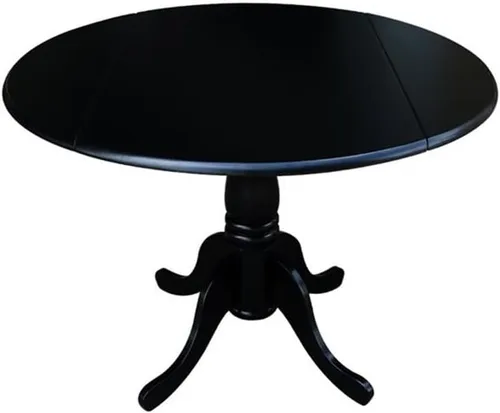 Vista 9 de IC International Concepts, Mesa de comedor redonda con pedestal de doble hoja de 42 pulgadas, madera maciza, madera de parawood real, 42 pulgadas