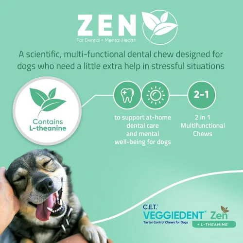 Vista 4 de Virbac C.E.T. VEGGIEDENT Zen Mordillos para el control del sarro para perros - Extra Pequeño