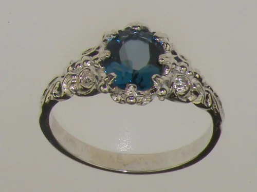 Vista 2 de Anillo de plata de ley 925 real de topacio azul para mujer