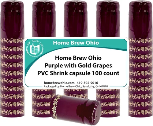 Vista 4 de Home Brew Ohio PVC Shrink Cápsulas 100 unidades (Borgoña con uvas de oro)