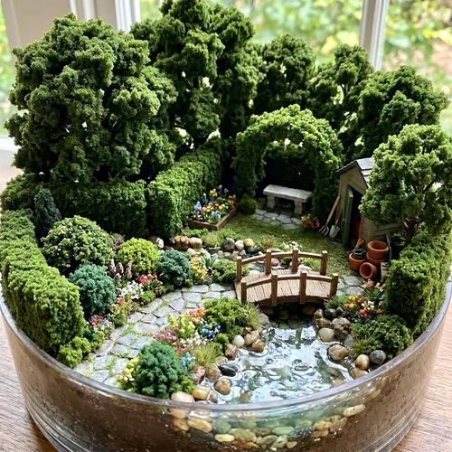 Vista 3 de Modelo de polvo de árbol de planta verde copetudo para manualidades