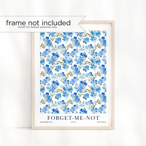 Vista 8 de ColorAndFlair Watercolor Floral Art Print Forget Me Not Flower Symbolic Meaning Blue Wildflower Wall Art Botanical Poster (8x10 inches)