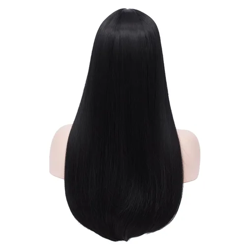 Vista 4 de Beron Peluca de pelo largo recto de 20" para disfraz de cosplay con gorro de peluca (naranja oscuro)