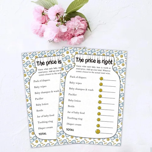 Vista 6 de The Price is Right Baby Shower Game Ideas, 50 tarjetas divertidas para baby shower para niños, niñas, divertidas actividades de fiesta para parejas