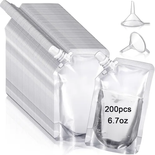 Vista 9 de Meanplan 200 bolsas de plástico reutilizables a granel, bolsas de plástico transparentes a prueba de fugas con embudo para fiestas, viajes