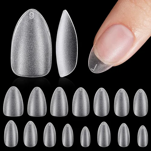 Vista 15 de TOMICCA Puntas de uñas extra cortas en forma de ataúd, 240 piezas de uñas postizas acrílicas de cobertura completa para manicura con extensión, 15