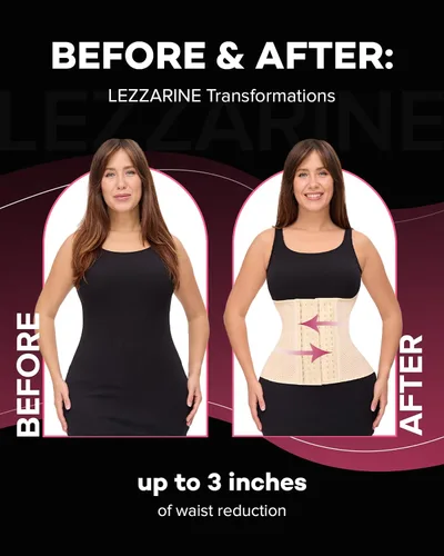 Vista 4 de LEZZARINE Waist Trainer Fajas Colombianas Moldeadoras de Cintura y Abdomen Tummy Control Shapewear Skims strapless shapewear