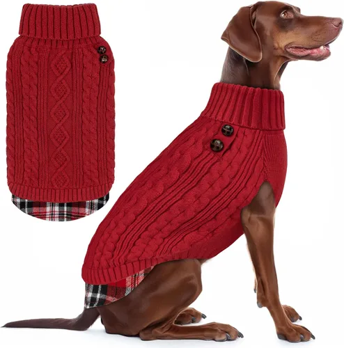 Vista 31 de KYEESE Suéter suave para perros pequeños, machos, abrigado, de cuello alto, ropa elástica de punto para gatos, abrigo cómodo para cachorros