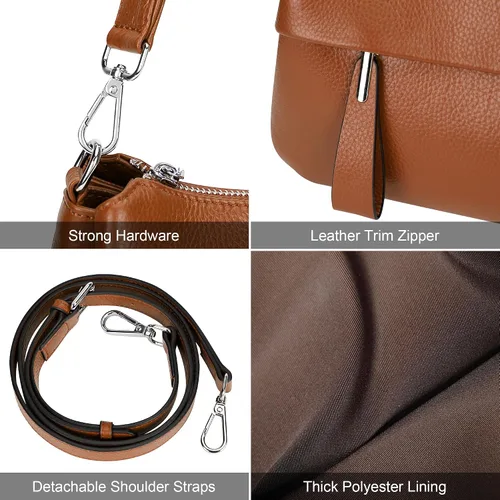 Vista 24 de Over Earth Genuine Leather Crossbody Bags for Women Small Hobo Handbags Shoulder Purses with 2 Detachable Straps