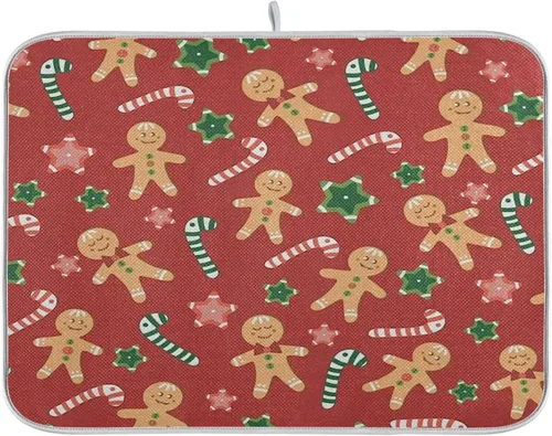 Vista 26 de Tapete de secado de platos de gnomos del día de San Patricio para encimera de cocina, tréboles, tapete de secado de microfibra, absorbente