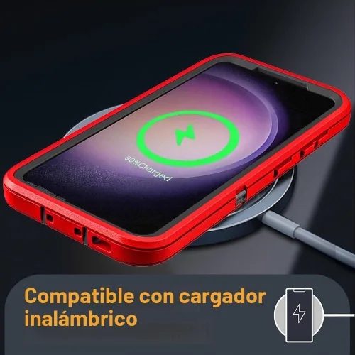Vista 5 de Funda para Samsung Galaxy S23 con 2 protectores de pantalla de vidrio templado y 1 protector de lente de cámara, 3 en 1 resistente a prueba