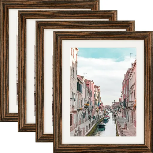 Vista 14 de Marcos de fotos negros de 4x4 de madera natural sólida con pintura ambiental, marcos de fotos para decorar mesa o pared, paquete de 4