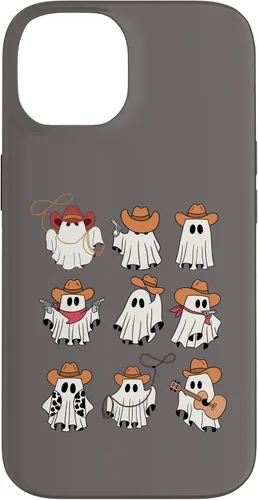 Vista 4 de Carcasa divertida para iPhone 13 Pro Max Boo Haw Western Cowboy Ghost Cowgirl