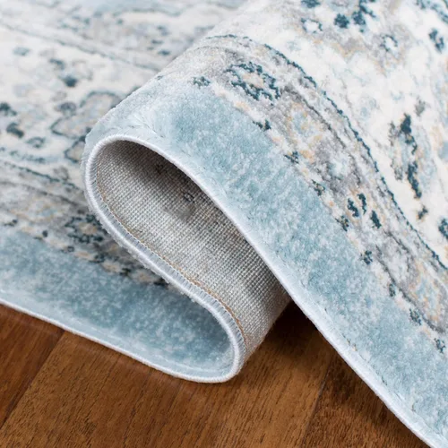 Vista 5 de SAFAVIEH - Colección Isabella, alfombra decorativa - 2'2" x 5', azul y crema, diseño oriental, no desprende pelusa y fácil cuidado, ideal para áreas