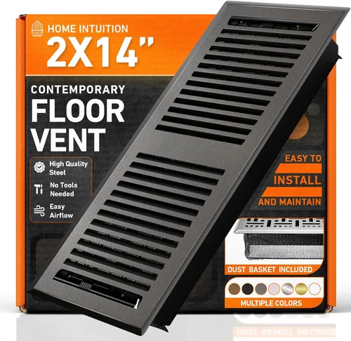 Vista 10 de Cubiertas de ventilación de piso 2X10 Registro de piso con trampa de malla, calor y aire, ventilación de piso de metal transitable para conducto