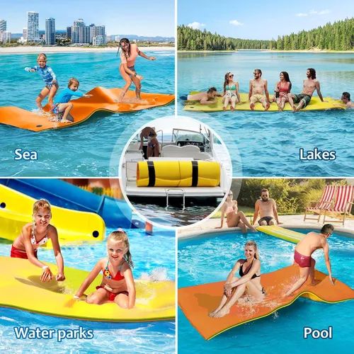 Vista 7 de CTSC Alfombra flotante – Alfombra flotante Lily Pad – 12 x 5 pies alfombra de agua flotante para lago, espuma XPE resistente a desgarros de alta