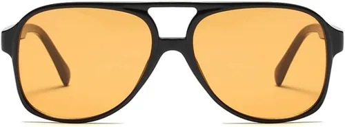 Vista 2 de Lentes de sol vintage retro de los años 70 para mujer y hombre, montura clásica, cuadrada y grande estilo aviador, lentes naranjas de moda UV400