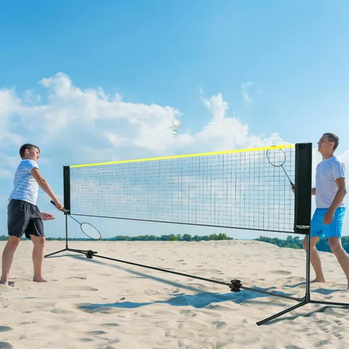Vista 8 de VEVOR Badminton Net, Height Adjustable Volleyball Net, Wide Foldable Pickleball Net, Portable Easy Setup Tennis Net Set with Poles, Stand and Carry