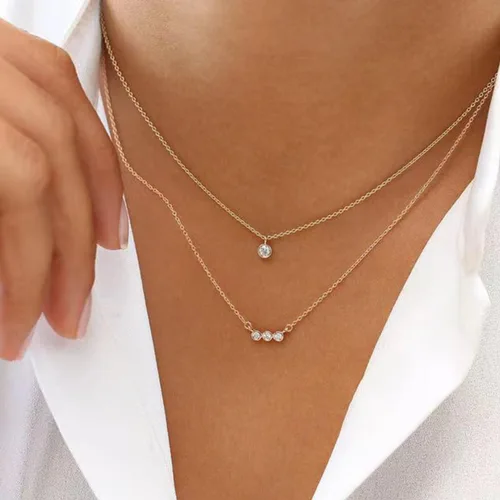 Vista 2 de ZOERAY Gold Layered Necklace for Women 14K Gold Plated Dainty Necklace Diamond Cross Heart Pearl Snake Pendant Necklace Herringbone Paperclip Chain