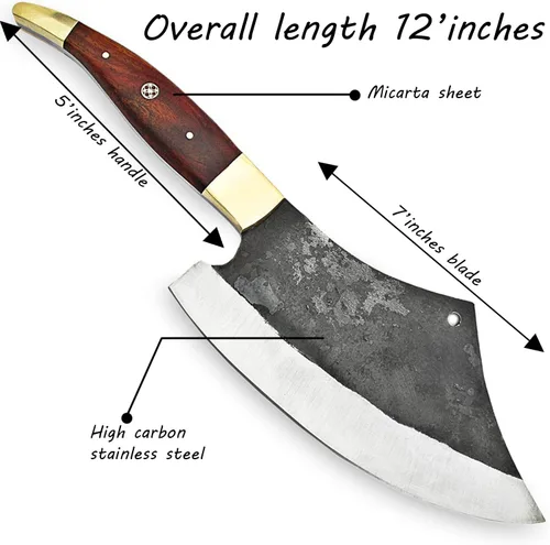 Vista 8 de PAL 2000 KNIVES REG-9959 Cuchillo de carnicero hecho a mano de acero al carbono de 12 pulgadas