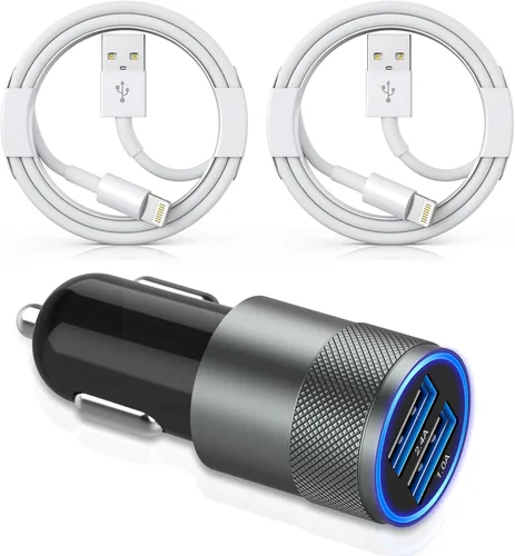 Vista 11 de Cargador de coche para iPhone de Apple, cargador de coche rápido para iPhone【2Pack】Adaptador de cargador de coche de doble puerto USB C