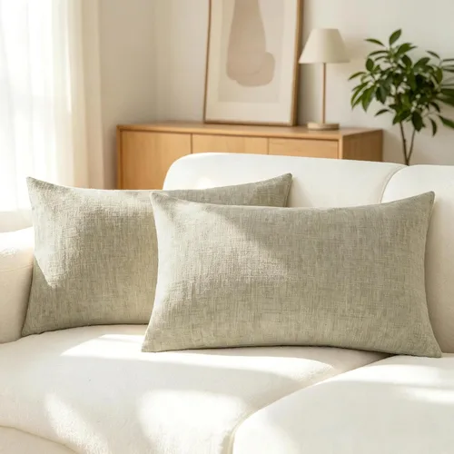 Vista 102 de CaliTime - Paquete de 2 fundas de almohada acogedoras para sofá, decoración del hogar, felpilla suave teñida sólida, 16 x 16 pulgadas, marrón Marrón
