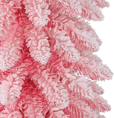 Vista 5 de Puleo International - Árbol de lápiz alpino flocado rosa preiluminado de 4 pies