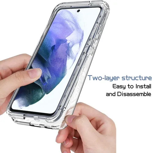 Vista 4 de Funda para Galaxy S21 Plus 5G, Samsung S21+ SM-G996U con protector de pantalla de vidrio templado, funda protectora de cuerpo completo