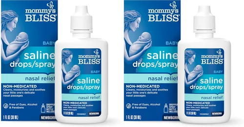 Vista 8 de Mommy's Bliss Gotas/aerosol salino, alivio nasal para recién nacidos y más, 1 onza líquida