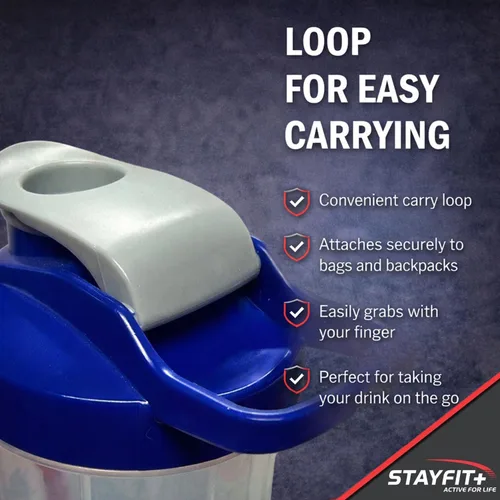 Vista 3 de Stayfit Classic Loop Top - Botella mezcladora de proteínas, 24 onzas, paquete de 3.
