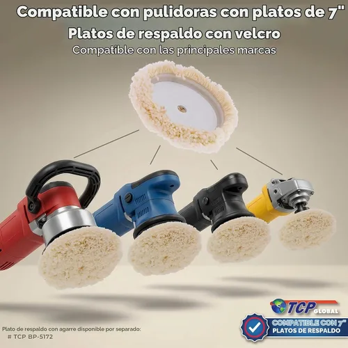 Vista 7 de Almohadilla para pulir de gancho y lazo para cortar y pulir compuestos, 100 % lana, de 8 pulgadas