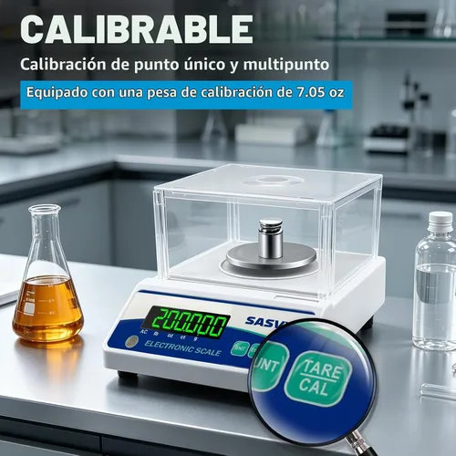 Vista 5 de Báscula de laboratorio 17.64 oz x 0.00004 oz Escala científica g/oz/ct/lb Balanza analítica electrónica digital de alta precisión para joyería
