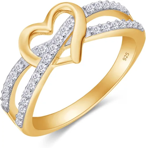 Vista 10 de AFFY Split Shank Infinity Heart Promise Ring for Women In Sterling Silver A: oro rosa 925