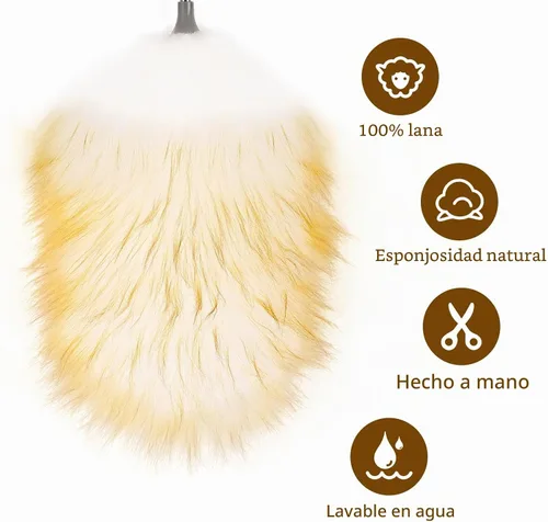 Vista 3 de Plumero de Plumas Mini, Plumeros Telescópicos de Lana de Cordero con Poste de Extensión de Acero Inoxidable de hasta 34 Pulgadas para Limpiar