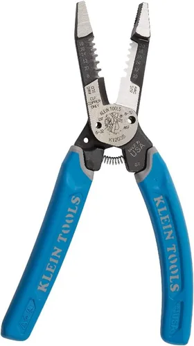 Vista 9 de Klein Tools K12035L Klein-Kurve - Cortadores de alambre, fabricados en EE. UU., herramienta resistente para pelar cables con bloqueo, 8-20 AWG