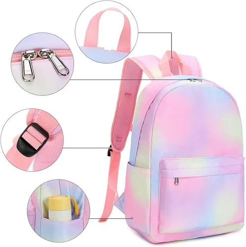Vista 6 de CAMTOP Juego de morral y lonchera para niñas de preescolar y primaria
