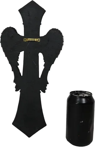 Vista 7 de Ebros Gift Rústico Southwest Fleur De Lis Silver Scroll Angel Wings Turquesa Piedra Cruz Decoración Placa de 14 pulgadas de alto Cristiano