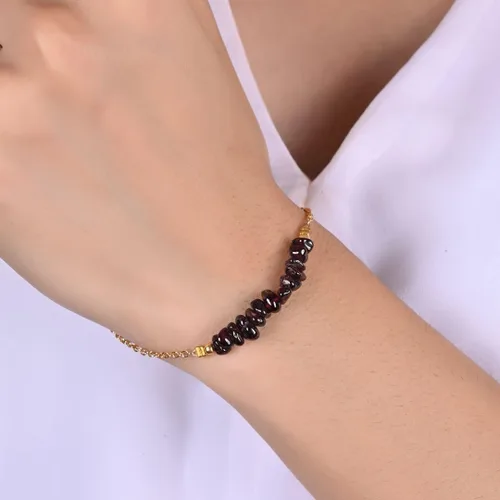 Vista 4 de Gempires Natural Chips Bar Bracelet, Energy Healing Crystals, Birthday, Gift for Her, Gemstone Jewelry 8 inch