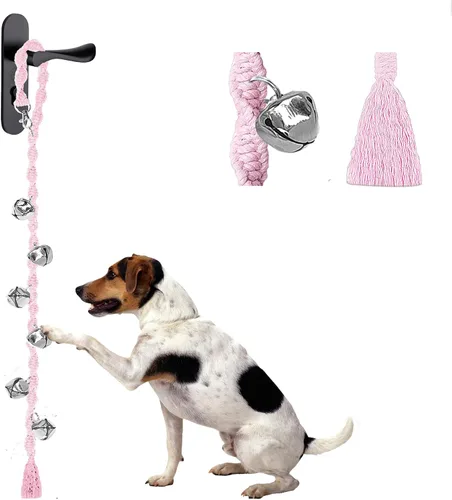 Vista 11 de Campanas de perro para salir al aire libre, campanas de entrenamiento para ir al baño, hechas a mano, ajustables Hecho a mano con hilo de alta
